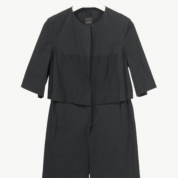Annette Gortz SS/20 Evox Nero Cotton Snap-Off Jacket *MISSING SLEEVE ATTACHMENTS - Picture 2 of 13